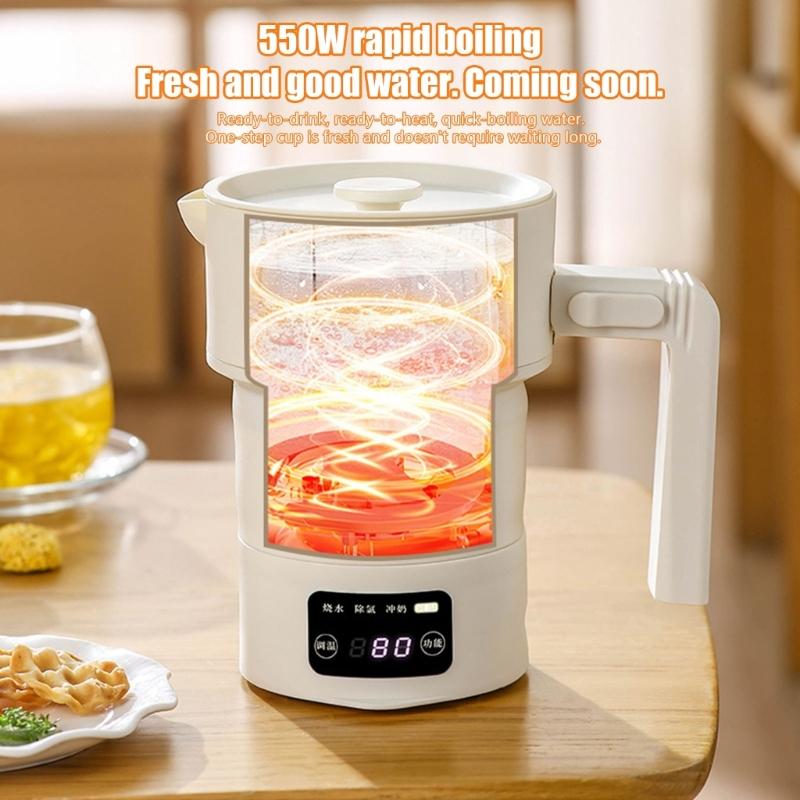 Foldable Electric Kettle With 4 Temperature Settings Fast Boil For Tea Coffee 600ml Portable 220V Dry Burn