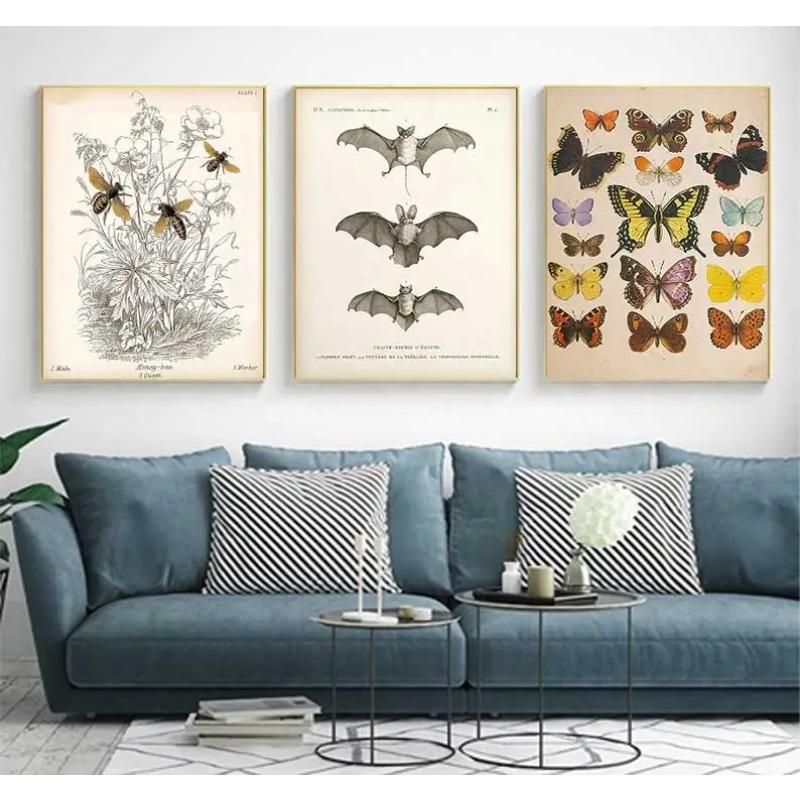 Vintage Fledermaus Insekt Druck Halloween Wandkunst Ölgemälde Antike Biene Tier Poster Wohnzimmer Dekoration Wandbild
