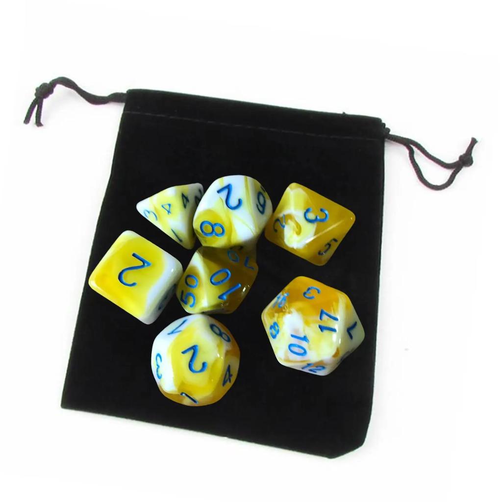 Acrylic Polyhedral Dices Set, D8 D10 D12 D20 Bar Toys with Pouch for DND RPG Role Playing Board Game Math Teaching