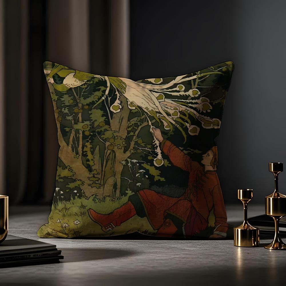 Slavic Mythology And Folk Tales Cushion Cover Anti-dustmite Pillowcase Invisible Zipper Silky Short Plush Sofa Cushion Cover