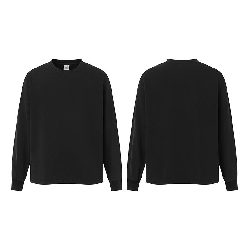 Mens Womens Oversized Cotton Long Sleeve Tee Winter Casual Solid Color Crew Neck Top
