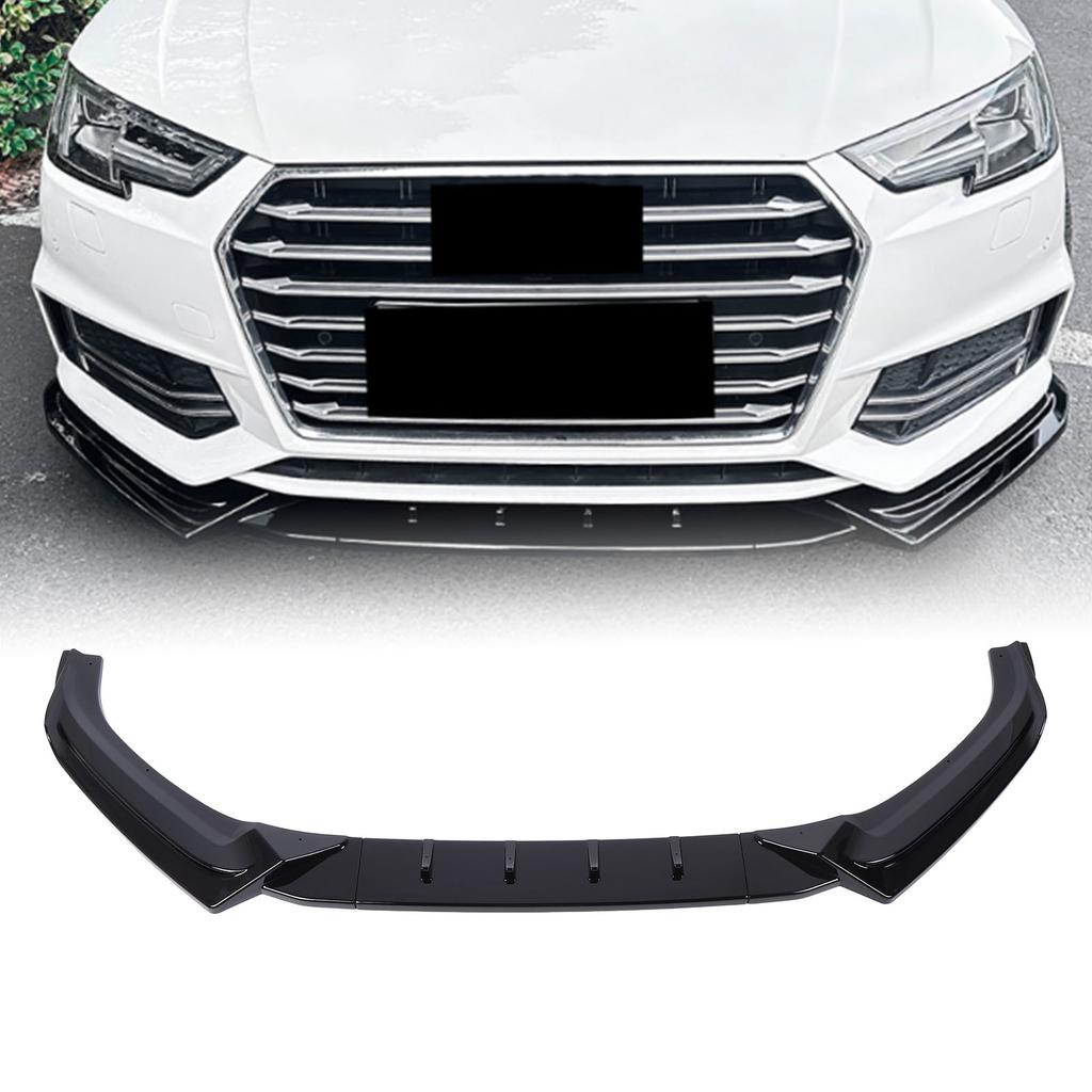 3 Pcs Front Bumper Lip Body Kit Sporty Appearance Bumper Lower Lip Splitter Replacement for S4 B9   2017 To 2019