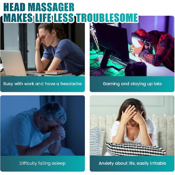Head Massager for Headanches,Head Massager,Scalp Massager,Relieve Stress, Hangovers, Help You Sleep and Relax.Airbag Kneading and Constant