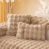 Plush Faux Rabbit Fur Throw Pillow for Sofa or Bed - Cozy Lumbar Support Cushion