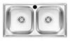 Steel inset kitchen sink, 2 bowls, 78 x 43 cm