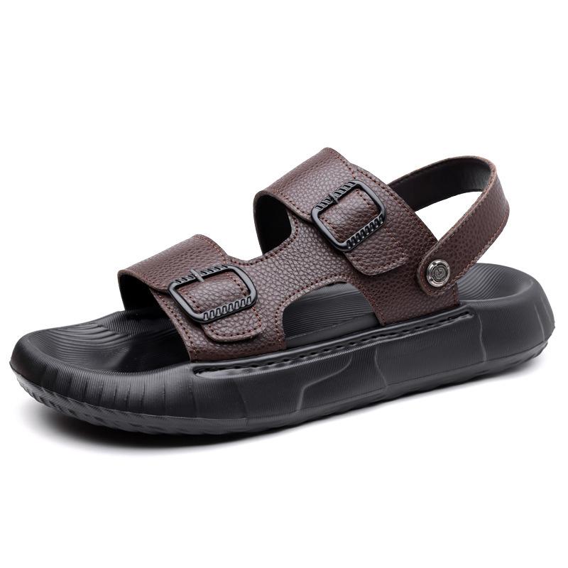 

First layer cowhide sandals men s trendy summer new sports wear leather beach shoes casual cool slippers 1 piece 44