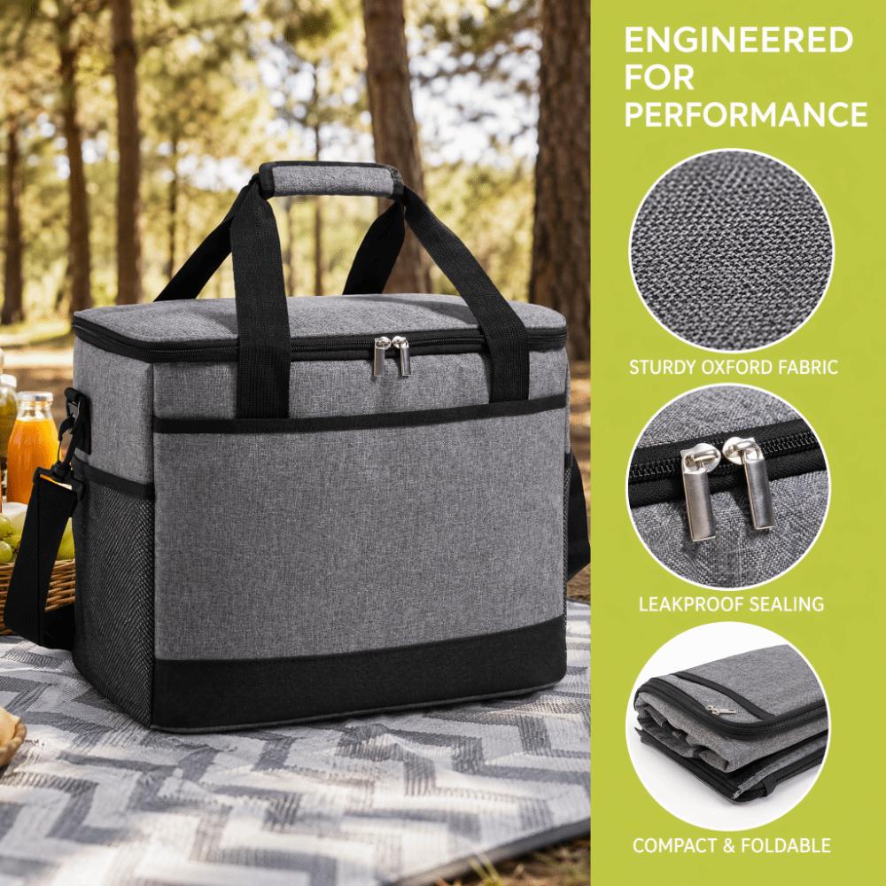 Foldable Insulated Lunch Bag Oxford Cloth Picnic Cooler Tote Durable Grocery Bag  For Shopping