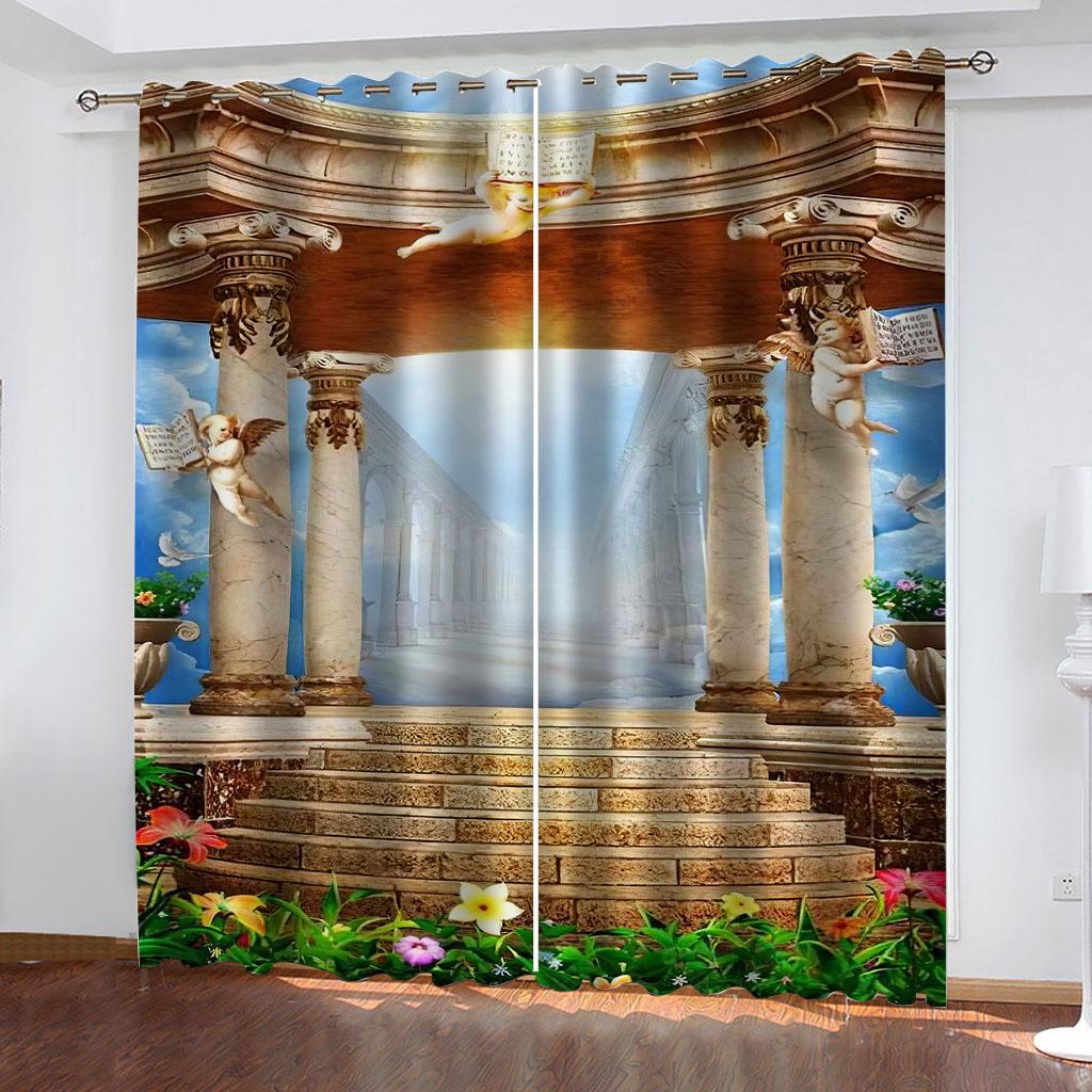 Children'S Room Curtains 3D Winged Angel Curtains For Bedroom Modern Home Decoration Blackout Curtain Living Room Boy Girl Gift