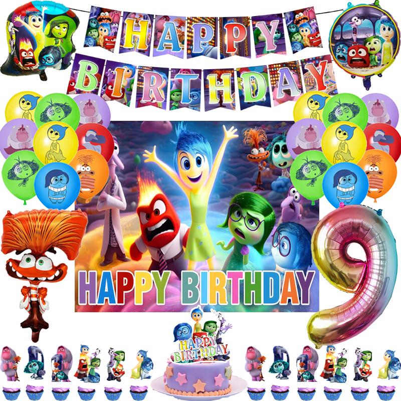 Inside Out 2 Decorațiuni Petrecere de Ziua de Naștere Temă Desen Animat Kit Veselă Baloane Bucurie Tristețe Accesorii Copii Băiat Fată Cadou Jucării