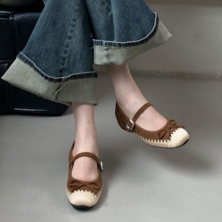 IPPEUM Women Mary Janes Shoes 2025 New Ballet Flats Round Toe Pumps
