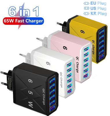 מתאם מטען טלפון USB מהיר 3.1A 6 ב-1 מטען נסיעות רב-תקע לאייפון 13 12 סמסונג שיאומי מטען מהיר QC3.0
