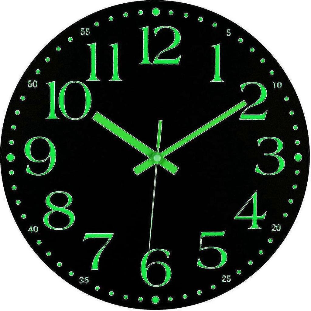 Luminous Wall Cloc,12 Inch Silent Non-ticking Battery Operated Clock, Lighted Wall Clock Decoration