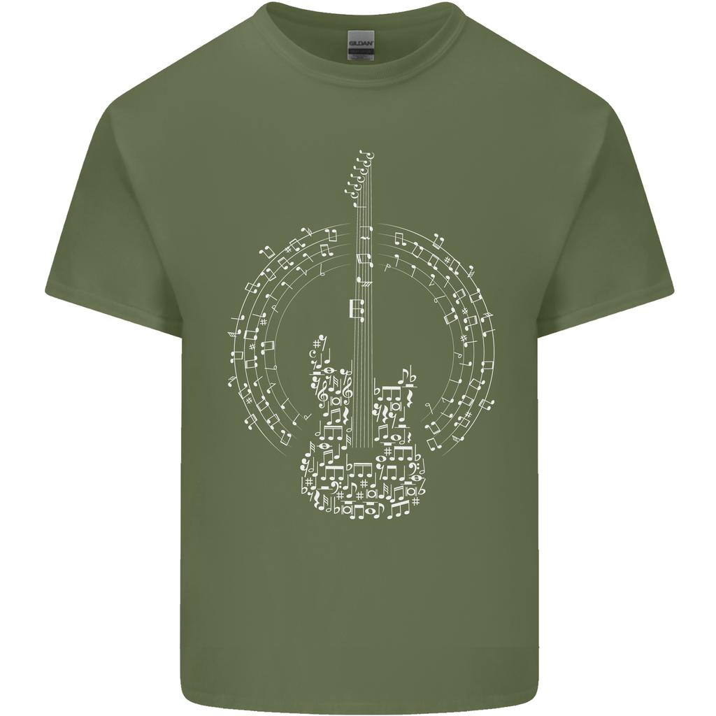 Unisex Shirt Cotton Oversize Large Size Guitar Notes Electric Guitarist Player Rock Mens Light Cotton T-Shirt
