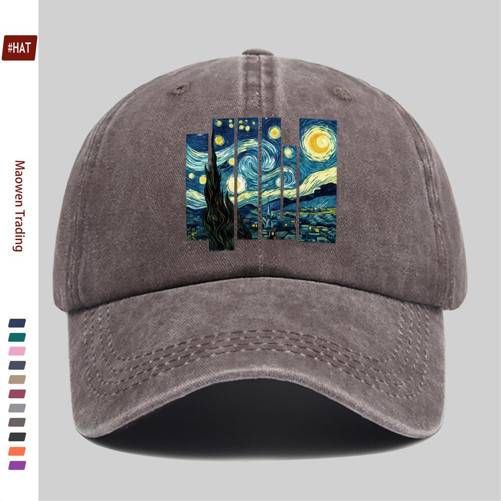 Pc Fashion Oil Painting Pattern Printed Baseball Cap Casual Design Decorative Hat Comfortable Lightweight Headwear Adjustabl