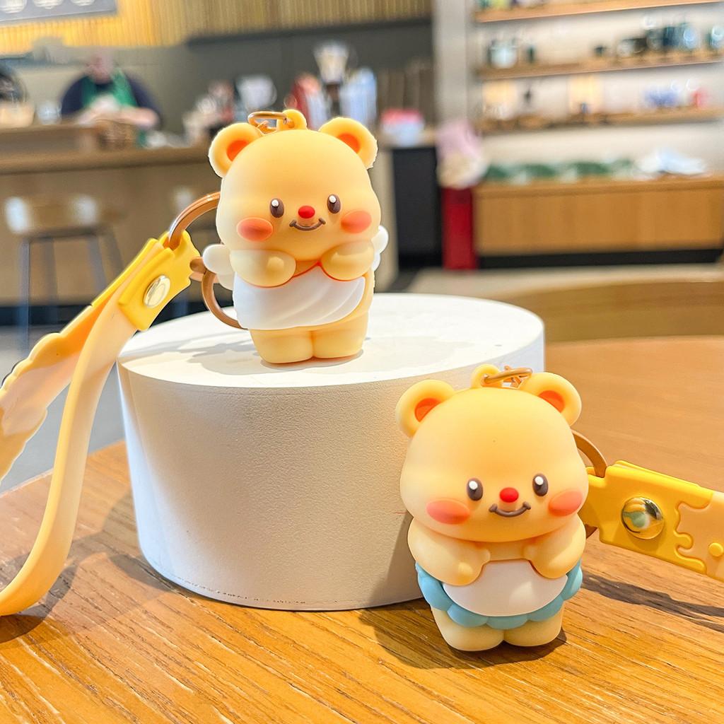 Cute Cartoon Angel And Apron Butter Bear Doll Pendant Keychain For Party Decorations And Travel Souvenirs