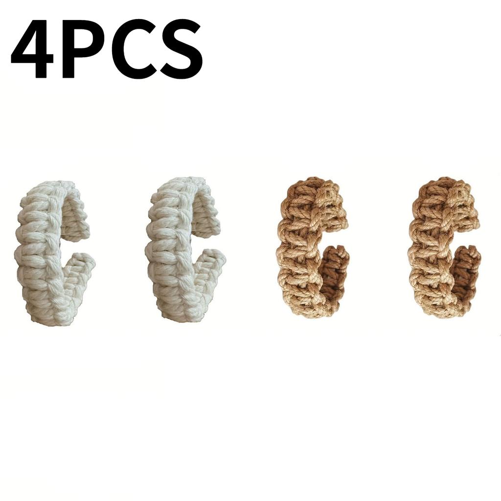 8PCS Handwoven Curtain Tiebacks Nordic Style Linen Rope Twisted Hemp Rope Curtain Clips Boho Rustic Curtain Holdbacks Home Decor