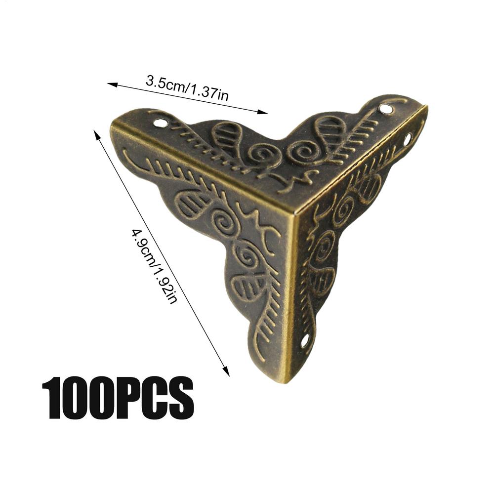 100PCS Retro Box Corner Protectors Decorative Box Corner Guard Elegant Corner Protectors for Wooden Steps Stair Dust Corners