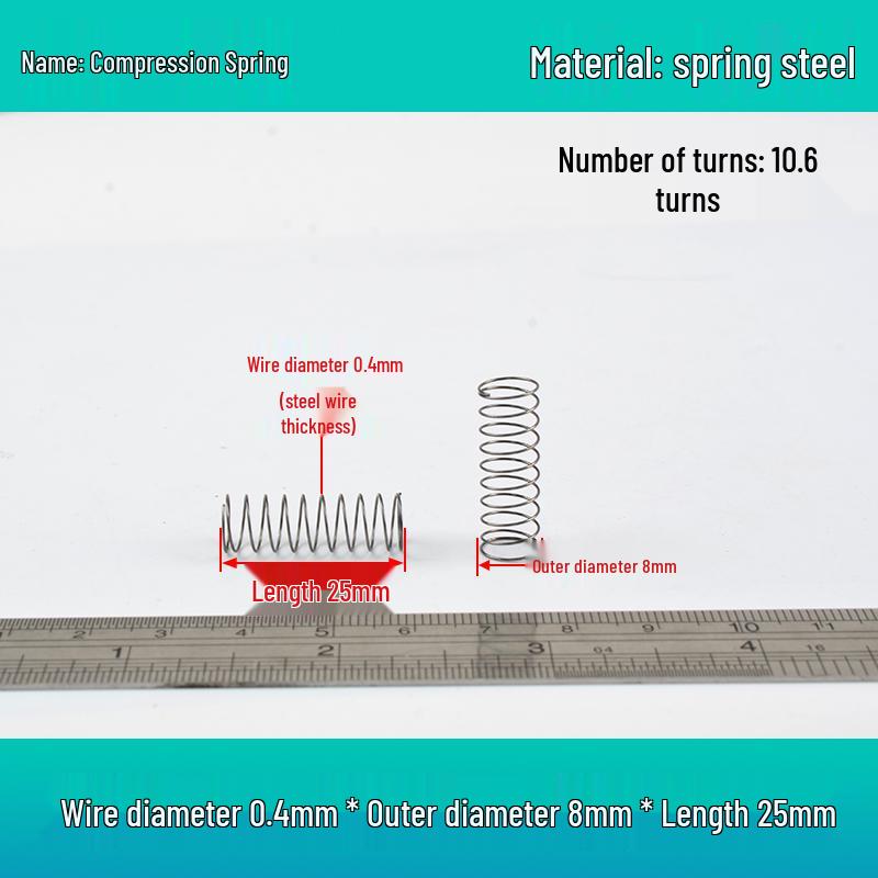 Small Mechanical Compression Spring: 0.4mm Wire, 2-8mm Outer Diameter