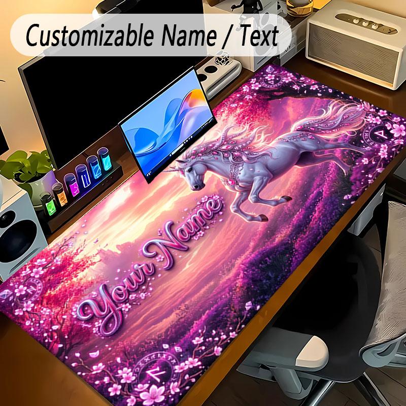 Floral Garden Theme Personalized Mouse Pad Custom Name Text Non Slip Desk Pad For Laptop Office Desktop