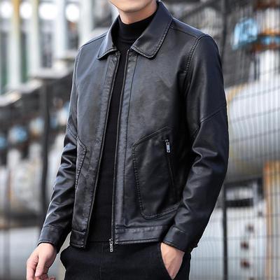 Herren Herbst Trendige Koreanischer Stil Lässige Revers Motorrad Lederjacke