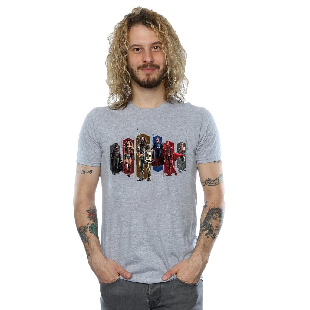 DC Comics Mens Justice League Movie Team Hexagons T-Shirt
