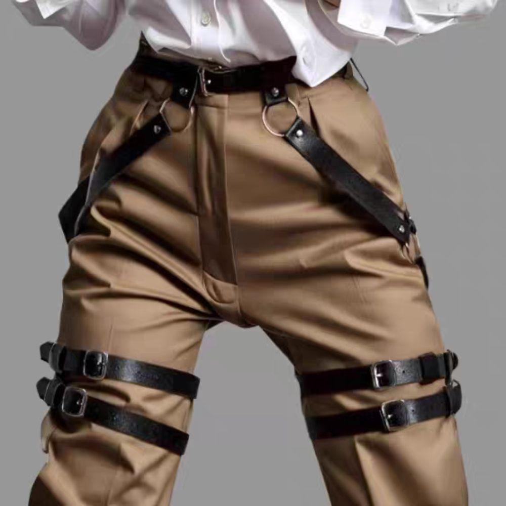 Kožený Postroj Pasový Pás Punkový Body Harness Pás Dutý Pás pro Kalhoty Pasové Doplňky