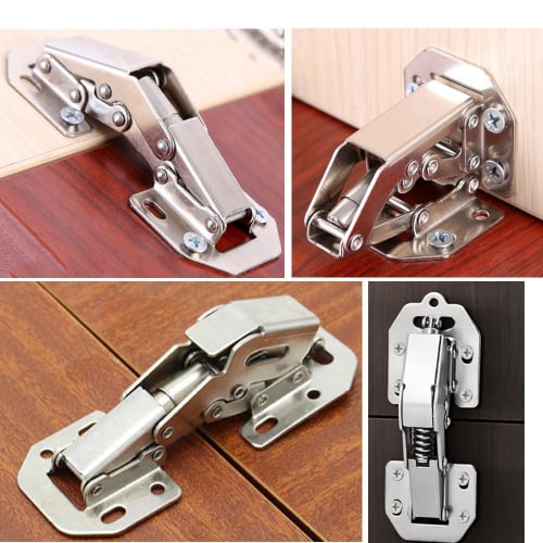 Set of 4 Concealed Steel Hinge Sliding Hinge Repair Kit for Doors, Cabinets, and Shelves, Includes 16 Screws, Mute, Rust-Resistant, No Drilling Requir