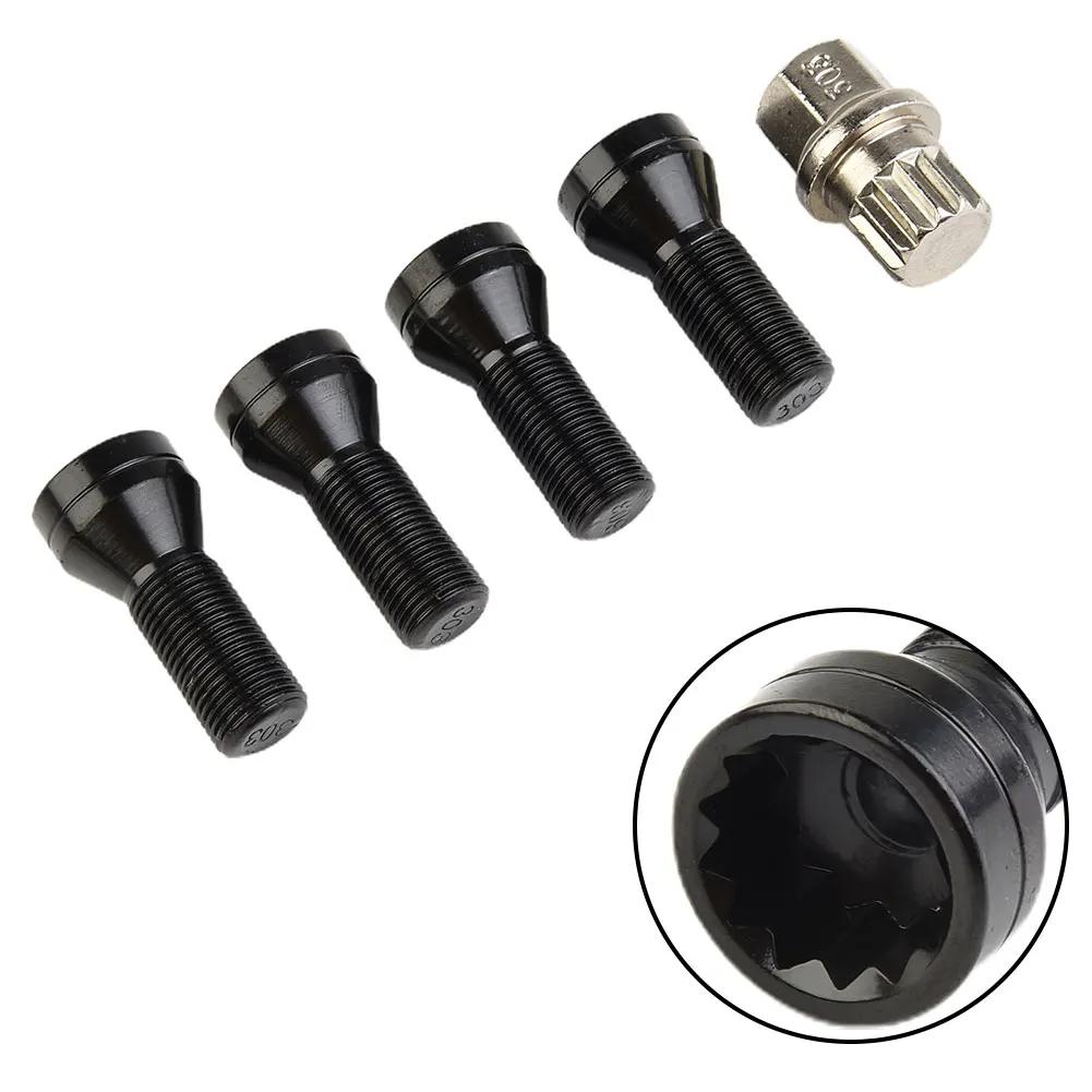 4Pcs M14x1.25 Anti-Theft Screw Alloy Steel Wheels Lock Bolts For BMW MINI R50 Security Formula Closed Acorn Lug Nut Key
