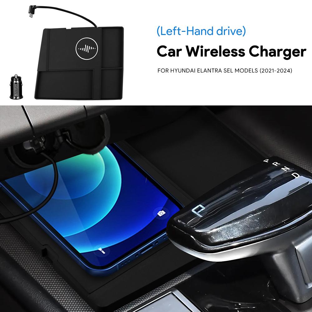 For Hyundai Elantra SEL Avante CN7 2021 2022 2023 2024 15W Car Wireless Charger Mobile Phone Fast Charging Holder PVC Accessory
