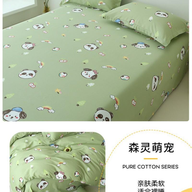 100% Cotton Single Bed Sheet Set Lightweight Breathable Student Dorm Bedding With Pillowcase Stripe