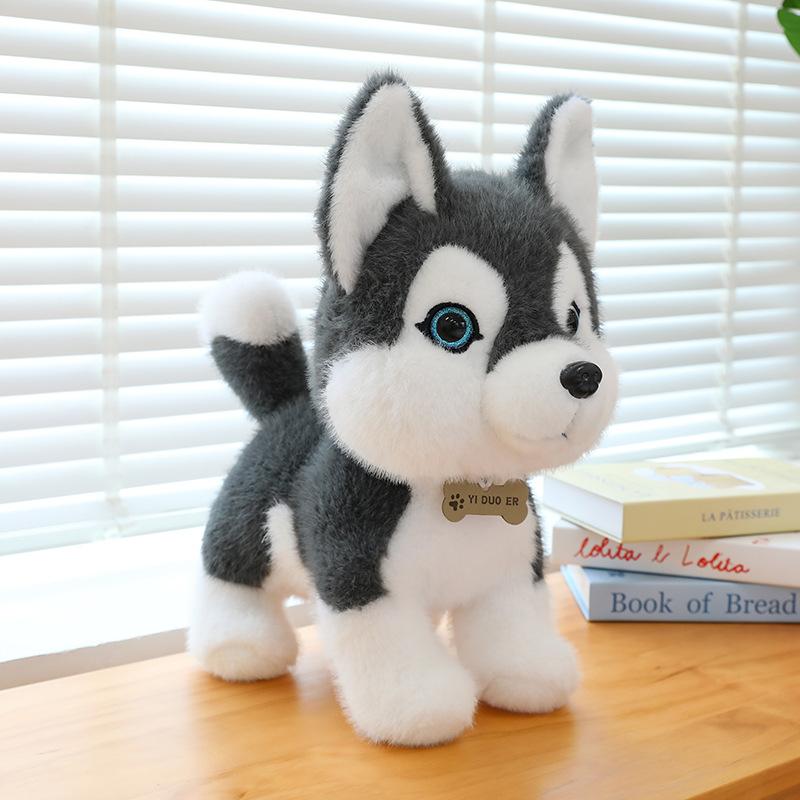 Simulation Station Husky Plush Toy Cute Pet Home Ornament Children's Birthday Gift Temple Fair Doll