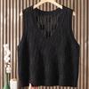 Women's Stylish V-Neck Pullover Hollow-Out Knitted Vest Versatile Sleeveless Sweater Gilet for Spring and Autumn