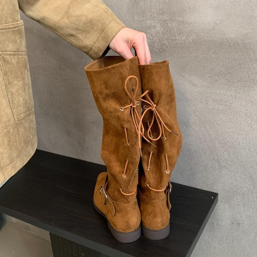 Maillard pointed boots Korean giant modified legs suede can be stacked