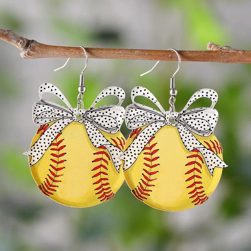 Cross-border Butterfly Knot Acrylic Baseball World Cup Earrings