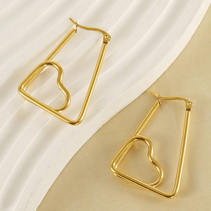 Minimalist Titanium Steel Heart Earrings - Luxury Irregular Design for Women