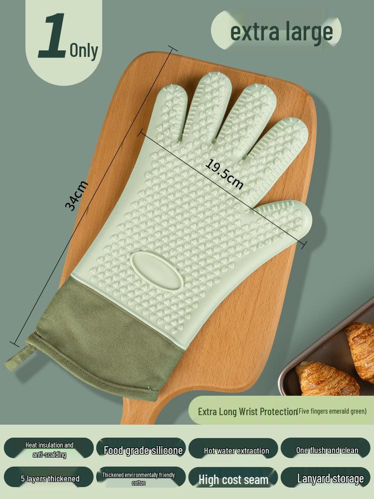 Heat-Resistant Silicone Oven Gloves - Anti-Scald, High-Temp Safe for Baking & Microwave Use