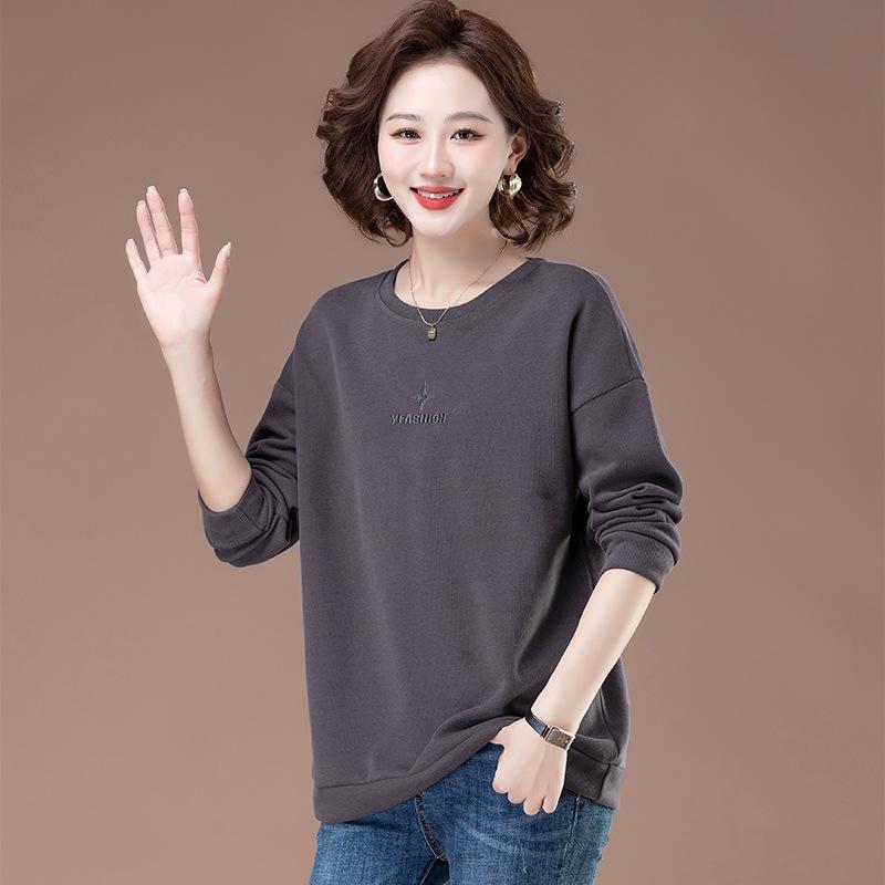 Women's Plus Size Versatile Hoodie - Thin, Long Sleeve, Belly-Covering, Round Neck Top for Spring/Autumn 2025