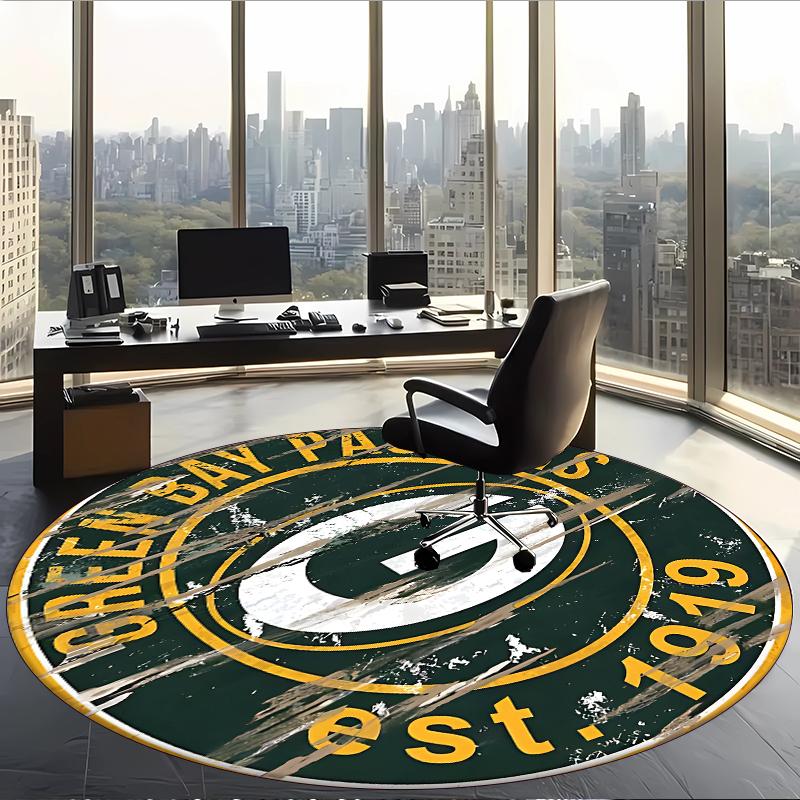 Green Bay Packers (1) Round Office Rug Decorative Floor Rug for Office Bedroom Living Room and Home Space