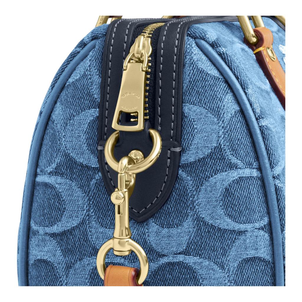 Coach Rowan 18 Classico Logo Tela Chiusura Superiore con Zip Tracolla Staccabile Borsa Boston Borse da Donna Indaco CDQ36-IMTYV