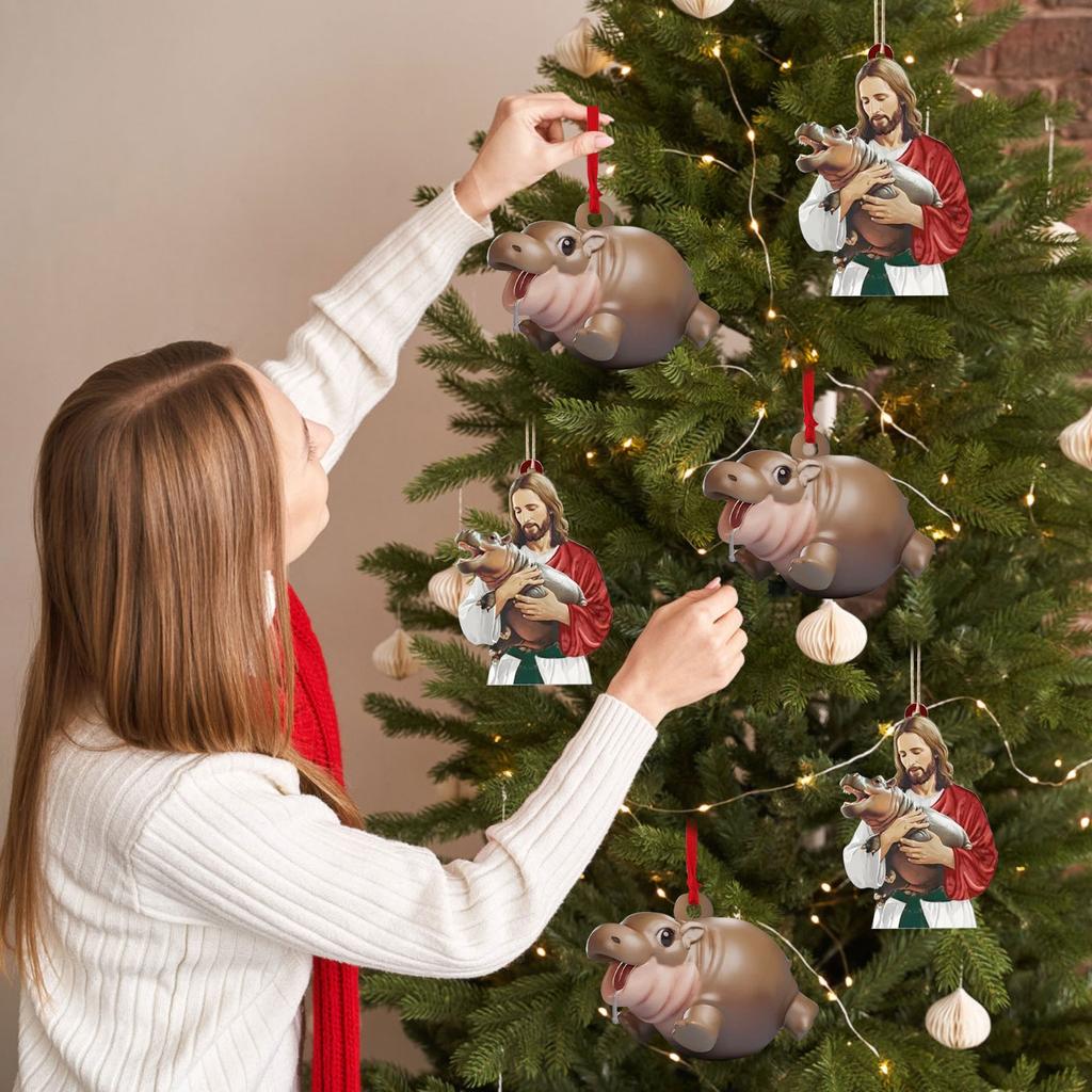 Moo Moo Nilpferd Weihnachtsgeschenk Kleines Geschenk Niedlicher Anhänger mit Nilpferd-Aufdruck Kleiner Anhänger