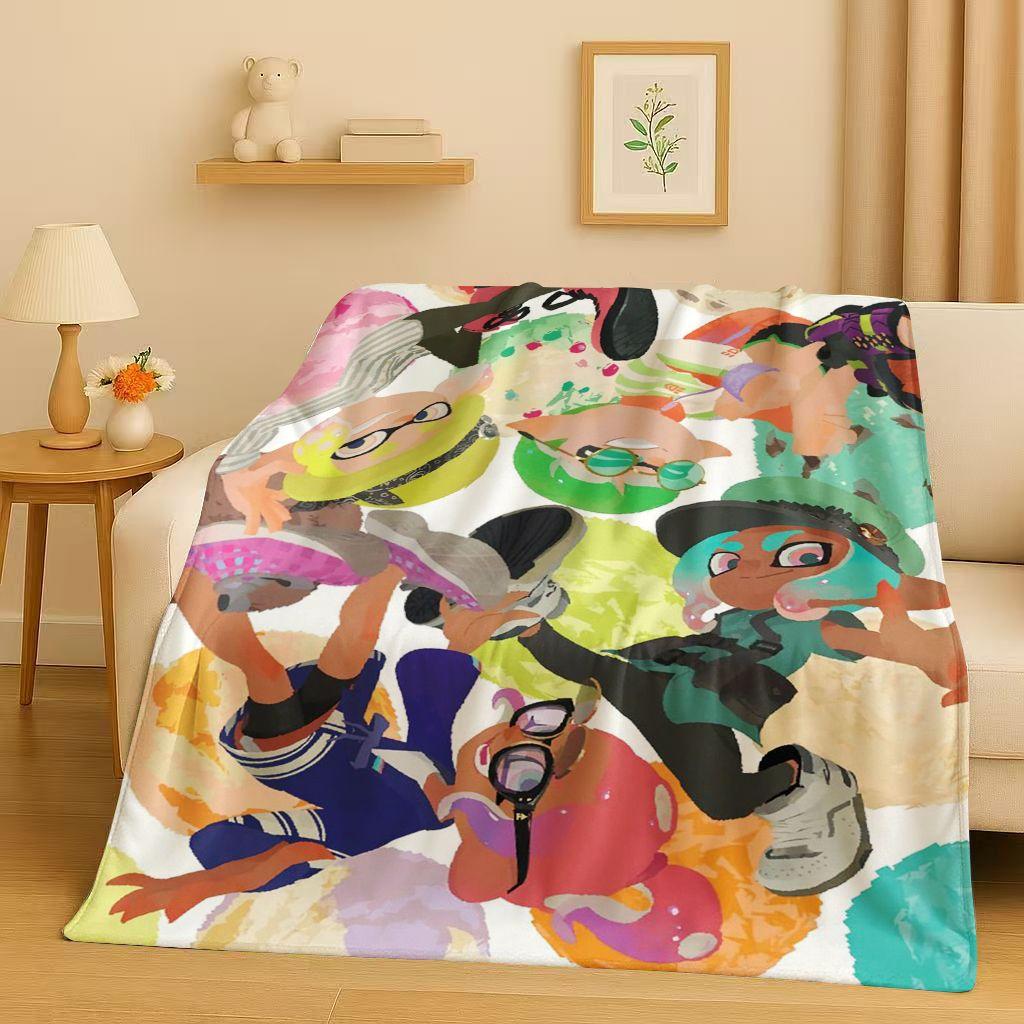 HD Splatoon Game Cartoon Flannel Blanket,Ultra Soft Warm Plush Throw for Home Bedroom Bed Sofa Cover Office Travel Picnic Kids