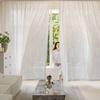 Sheer Embroidered Cotton Blended Curtain With Design For Living Room And Bedroom Decor