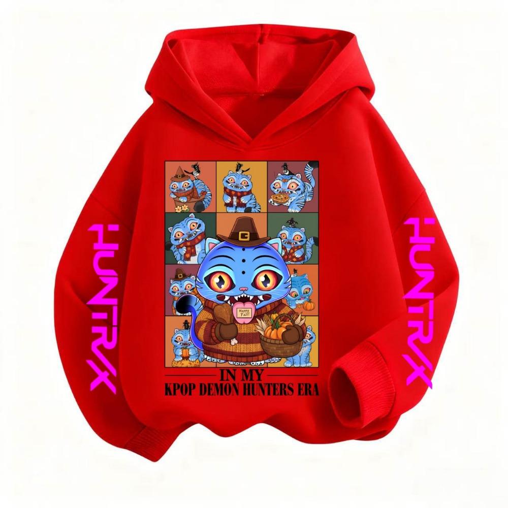 2025 Autumn/Winter Children's Sportswear Girls' Casual Top Sportswear Printed Kpop Devil Hunter Hoodie