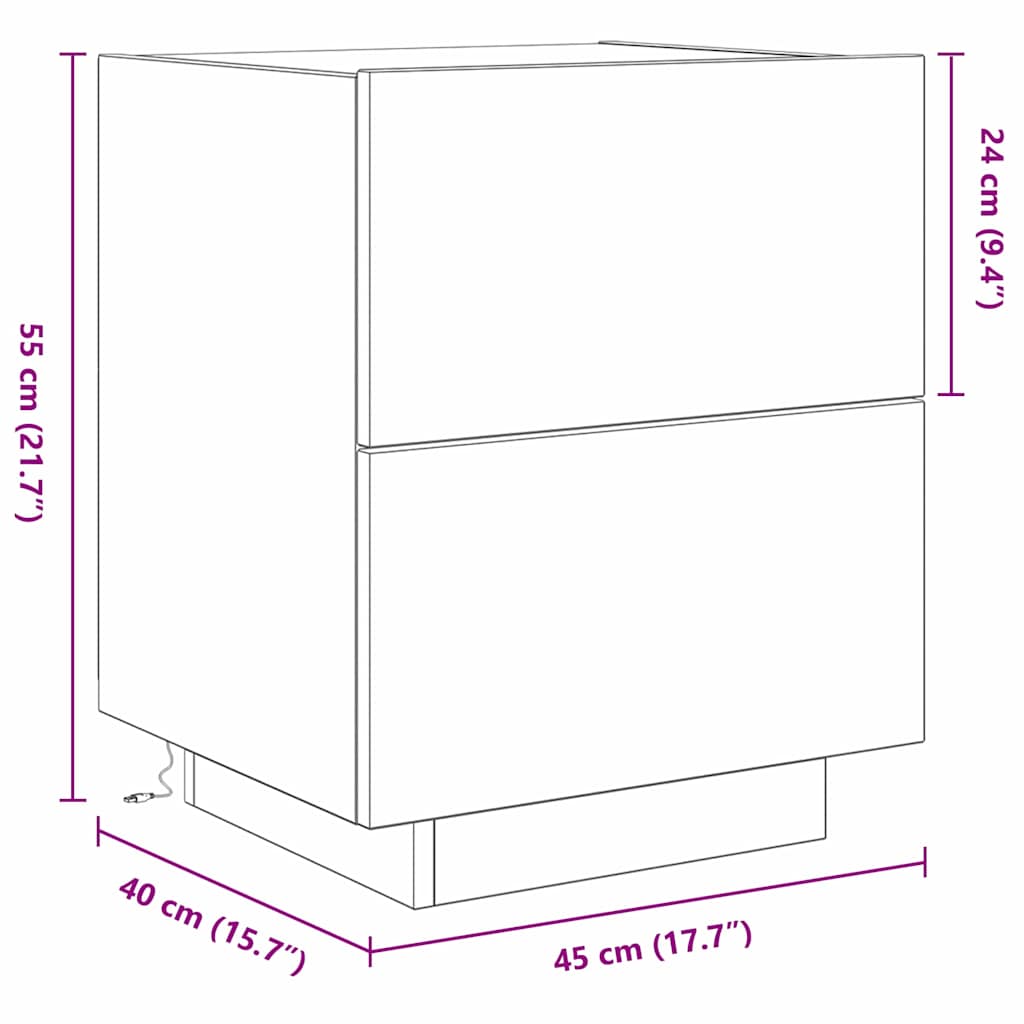 Nightstand Black Oak Look 45 x 40 x 55 cm Engineered Wood