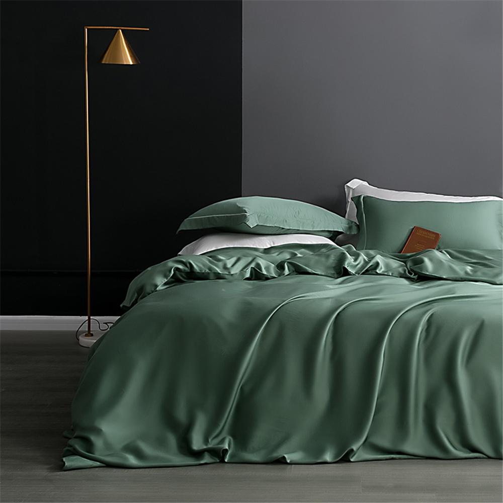 Sondeson Nature 100% Silk Dark Blue Bedding Set Healthy Skin Beauty Queen King Duvet Cover Set Flat Sheet Pillowcase Bed Linen