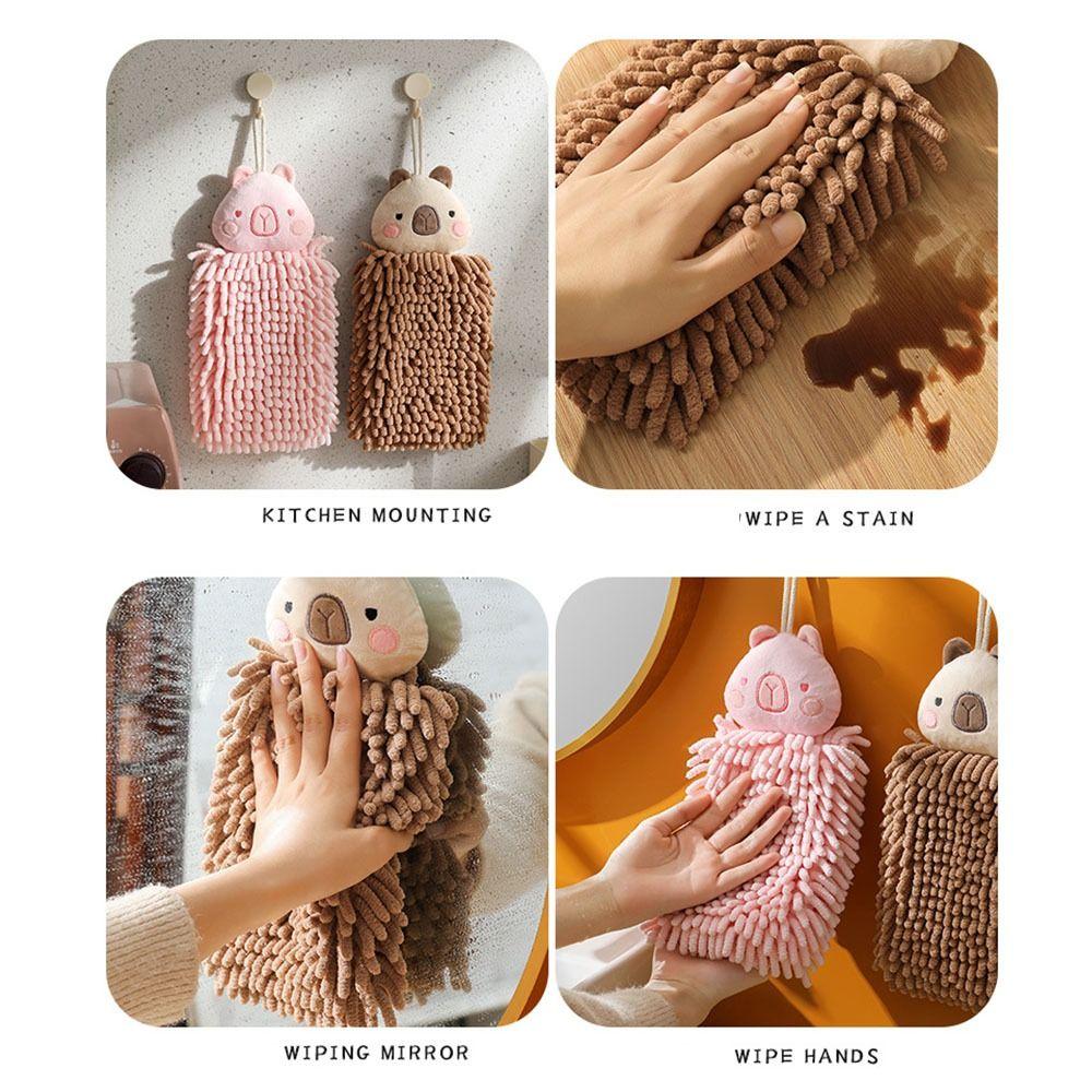 Wall-Mounted Capybara Hanging Hand Towels Thickened Kitchen Microfiber Towels  Dishcloth