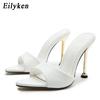 Fashion Eilyken Summer Slippers Design Strange Women Mule Thin Heels Sandals Flip Flops Pointed Toe Slides Party Shoes
