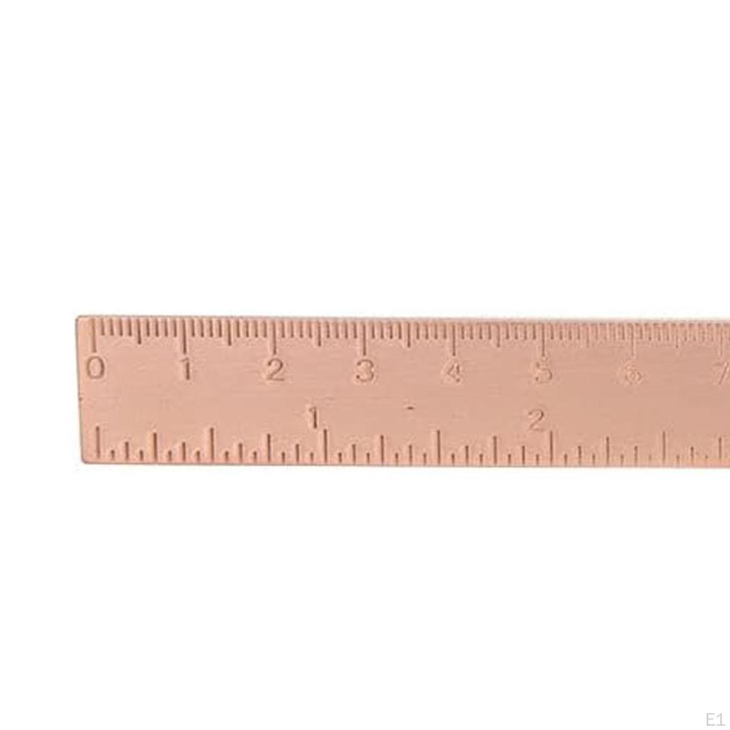 Copper Ruler Straight with Cm Inch Two Scale 1.5mm Thick Bookmark Metal for Diary Line