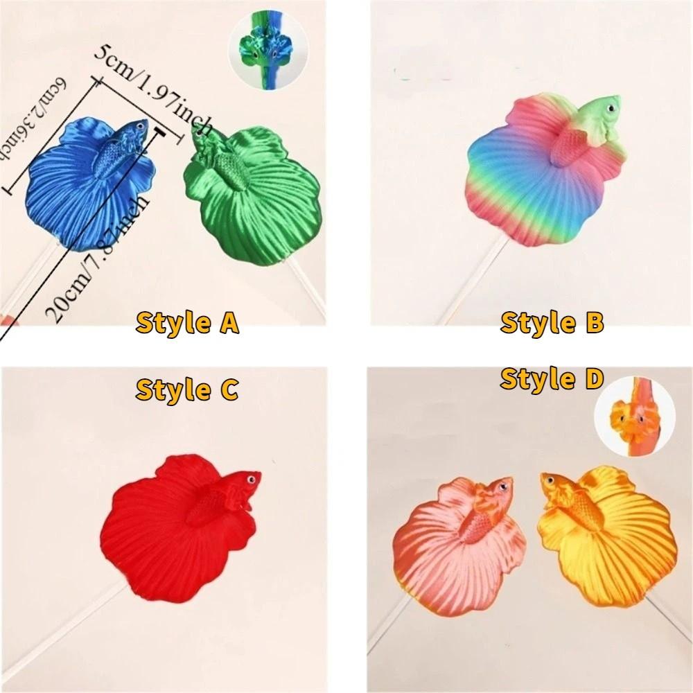 Lange Angelrute zum Angeln mit Köder Fischförmiger Bunter Simulations-Kampffisch-Stick Harz-Fisch Interaktives Spielzeug Aquarium Zubehör