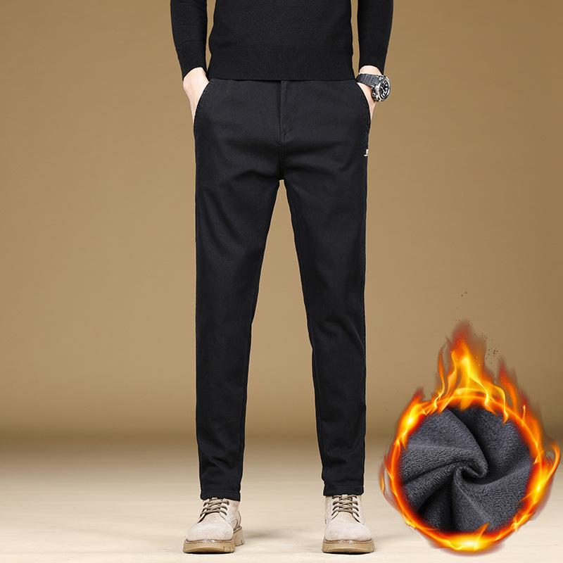 Spring And Autumn Winter Plush Thickened/Regular Casual Pants For Men'S Trendy Fashion Versatile Small Straight Tube Large Men'S Pants